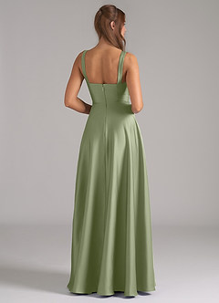 Azazie Shaude Robes de demoiselle d'honneur Robe Trapèze en Satin extensible Plissé Pistache image7
