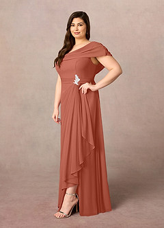 Azazie Mary Vestidos para mãe da noiva Vestido Argila de Chiffon de Linha A com Fenda Lateral image7