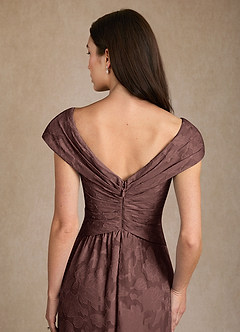 Azazie Myrtle vestidos de madre de la novia Vestido de Expresado de Devorado Floral de Corte en A con Plisado image6