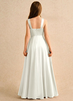 Azazie Makani Girls Formal Sukienki dla dziewczynek sypiących kwiaty Linia A Dekolt w kształcie serca Satyna elastyczna Długość podłogi Sukienka image2