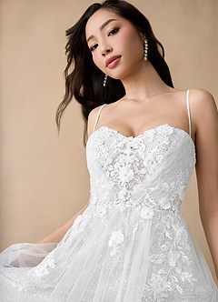 Azazie Seradine Wedding Dresses Diamond White A-Line Off the Shoulder Beading Dress image9