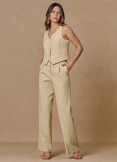 front Rowan Champagne Refined Weave Performance 2-Piece Suit