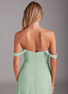 Azazie Aaron Bridesmaid Dresses Agave A-Line Off the Shoulder Chiffon Convertible Dress image8
