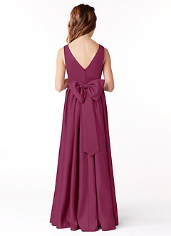 Azazie Hathaway Junior Mulberry A-Line Bow Matte Satin Dress image2