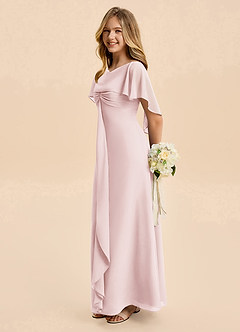 Azazie Selena Junior Blushing Pink A-Line Ruched Chiffon Dress image1