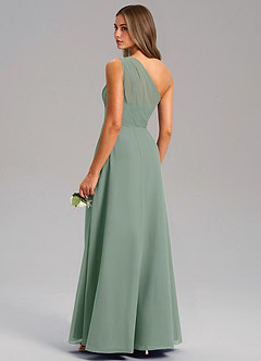 Azazie Phaedra Jurken voor bruidsmeisjes Jurk van Chiffon met A-Lijn One-Shoulder Zilveren Salie image7