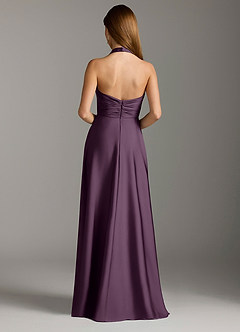 Azazie Tessie Bridesmaid Dresses Plum A-Line Pleated Stretch Satin Dress image2