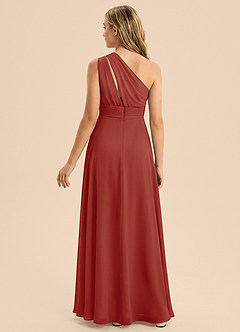 Azazie Skye Junior Terracotta A-Line Pleated Chiffon Dress image2