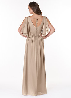 Azazie Temeka Robes de demoiselle d'honneur Robe Trapèze en Mousseline de soie Rayé Taupe image6