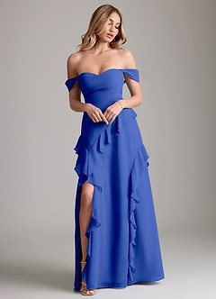 Azazie Sloane Bridesmaid Dresses Royal Blue A-Line Sweetheart Neckline Chiffon Dress image4