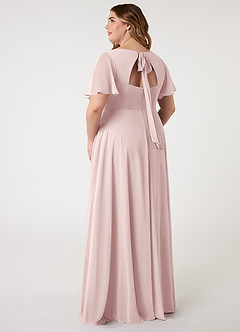 Azazie Kimber Bridesmaid Dresses Blushing Pink A-Line Flounce Sleeve Chiffon Dress image7
