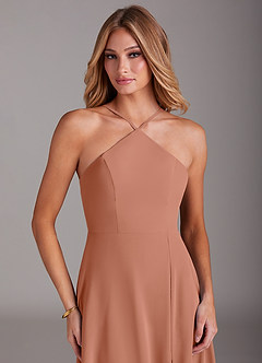 Azazie Bailey Bridesmaid Dresses MAI TAI A-Line Halter Side Slit Chiffon Dress image7