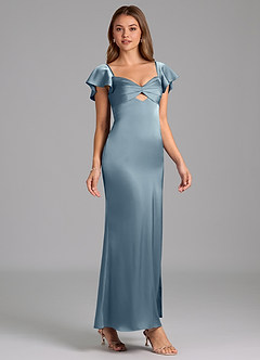 Azazie Demia 신부 들러리 드레스 쉬스 스윗하트 네크라인 스트레치 새틴 발목 길이 드레스 image4