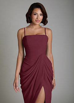 Azazie Nyra Abiti Prova a Casa Abito Tubino in Chiffon Corsetto Cabernet image3