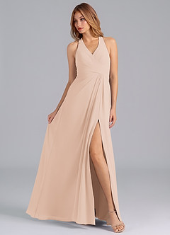 Azazie Dorota Bridesmaid Dresses English Rose A-Line Pleated Chiffon Dress image4