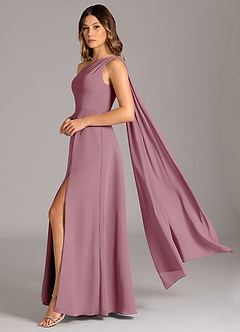 Azazie Tella Bridesmaid Dresses Vintage Mauve A-Line One Shoulder Chiffon Dress image1
