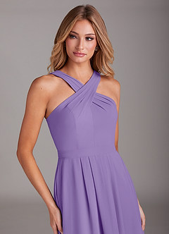 Azazie Dixie Bridesmaid Dresses Tahiti A-Line Halter Pleated Chiffon Dress image5