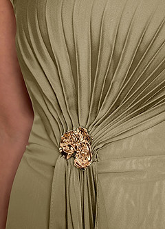 Azazie Dinanta Mother of the Bride Dresses Moss Green Column Pleated Chiffon Dress image8