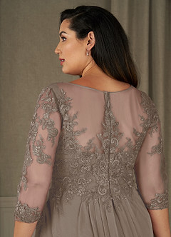 Azazie Calanthe Abiti per la Madre della Sposa Abito A-Line in Chiffon con Scollo a U Taupe image10