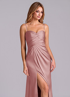 Azazie Sabrine Venta Final Vestido de Rosa Polvorienta de Satén Elástico de Corte en A con Escote de Corazón image6