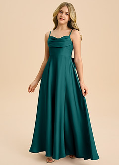 Azazie Bear Junior Peacock A-Line Sweetheart Neckline Stretch Satin Dress image4