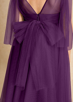 Azazie Dori Robe Demoiselle D'honneur Fillette Robe Trapèze en Tulle Rayé Grain De Raisin image7