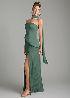 Azazie Tierney Robes de demoiselle d'honneur Robe Trapèze Convertible en Mousseline de soie Sans bretelles Mousse De Mer image8