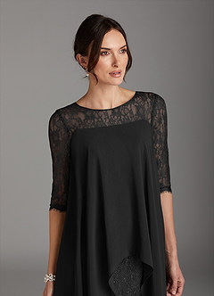 Azazie Flo Mother of the Bride Dresses Black A-Line Lace Chiffon Dress image10