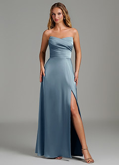Azazie Niveah Bridesmaid Dresses Dusty Blue A-Line Strapless Stretch Satin Convertible Dress image2