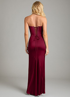 Azazie Sorrel Bridesmaid Dresses Burgundy Mermaid Strapless Stretch Satin Convertible Dress image2