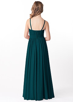 Azazie Astrid Junior Pine A-Line Floral Chiffon Dress image2