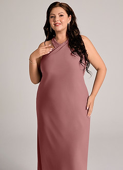 Azazie Doretta 신부 들러리 드레스 인어 주름진 쉬폰 바닥 길이 드레스 image11