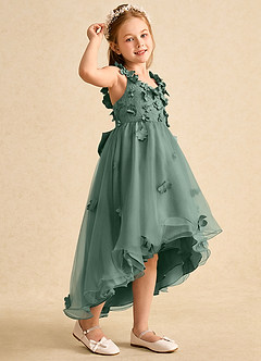 Azazie Tweety Flower Girl Dresses Eucalyptus A-Line Lace Tulle Dress image1