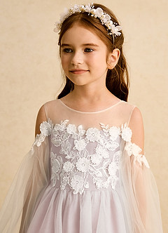 Azazie Zimi Flower Girl Dresses Blushing Pink Ball-Gown Sweetheart Neckline Tulle Dress image9
