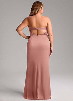 Azazie Leonis Bridesmaid Dresses Rosette Mermaid Pleated Stretch Satin Convertible Dress image9