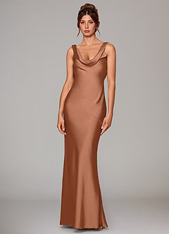 Azazie Rylina Bridesmaid Dresses Bronzer Mermaid Stretch Satin Dress image1