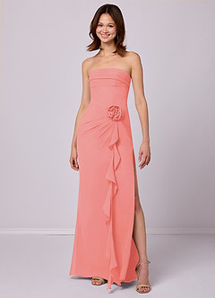 Barbie ♥ Azazie Bridesmaid Dresses Coral Sheath Strapless Chiffon Convertible Dress image3