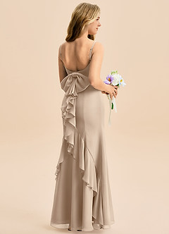 Azazie Lioren Junior Taupe Mermaid Bow Chiffon Dress image1