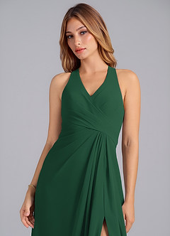 Azazie Dorota Bridesmaid Dresses Dark Green A-Line Pleated Chiffon Dress image6