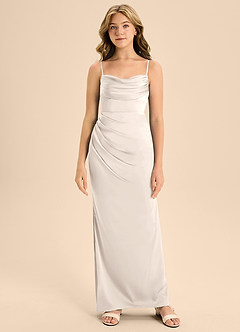 Azazie Mai Junior Robe Fourreau en Satin extensible Décolleté en cœur Albâtre Blanc image5