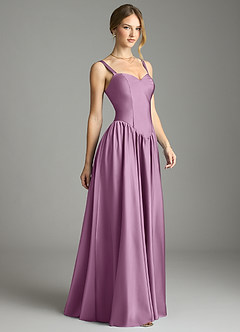 Azazie Evadina Suknie dla druhen Linia A Gorset Satyna elastyczna Do ziemi Sukienka image4