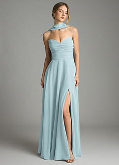 Azazie Ayla Abiti da Damigella Abito A-Line in Chiffon Scollo a Cuore Nebbia image7