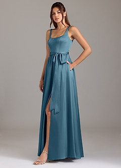Azazie Elliott Bridesmaid Dresses Bermuda A-Line with Pockets Stretch Satin Dress image4