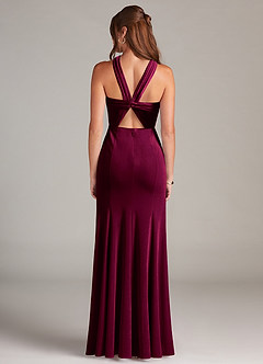 Azazie Rue Bridesmaid Dresses Cabernet A-Line Pleated Velvet Dress image5