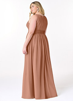 Azazie Harper Brautjungfernkleider A-Linie Plissee Chiffon Kleid Bronzer image7