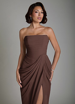 Azazie Nyra Abiti da Damigella Abito Tubino in Chiffon Corsetto Ganache image5