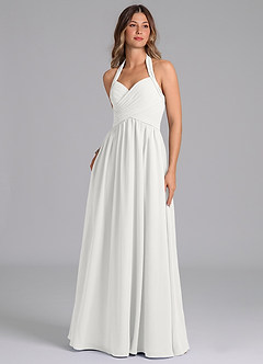 Azazie Darlyn Abiti da Damigella Abito A-Line in Chiffon Scollo a Cuore Bianco image1