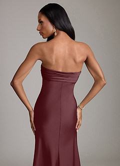 Azazie Saylor Vestidos de damas de honor Vestido de Sangrado de Satén Elástico de Corte Sirena con Sin tirantes image6