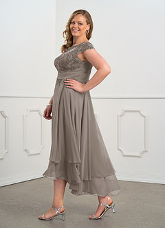 Azazie Shonda vestidos de madre de la novia Vestido de Gris Pardo de Gasa con Encaje image10