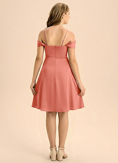 Azazie Anselie Junior Linia A Pofałdowany Satyna elastyczna Mini Młodsza druhna Sukienka image2